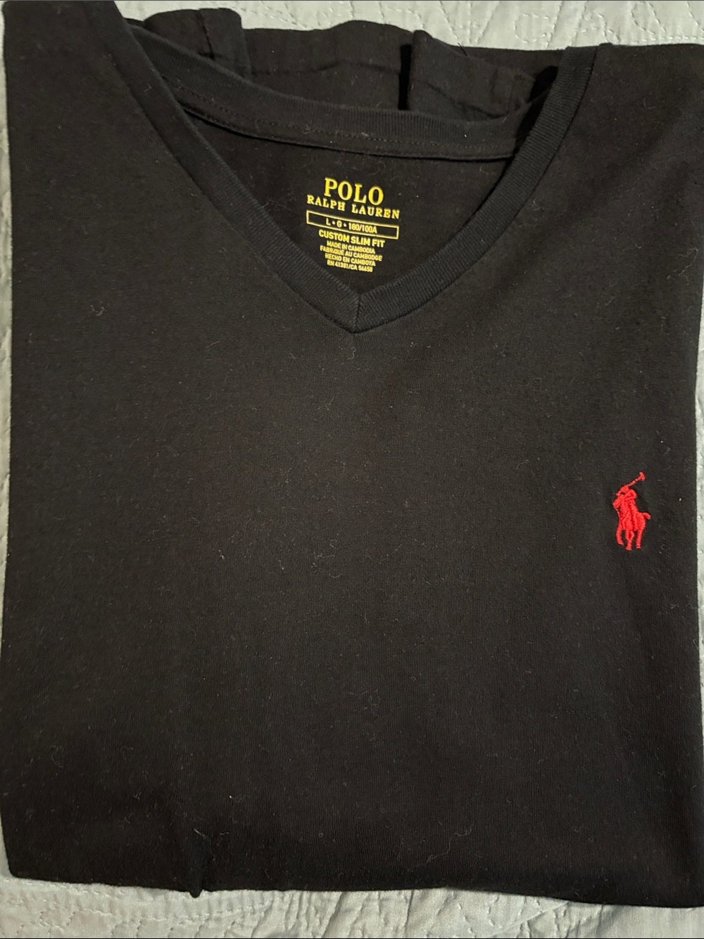 Polo by Ralph Lauren Black V-Neck Shirt with Red Pony Logo